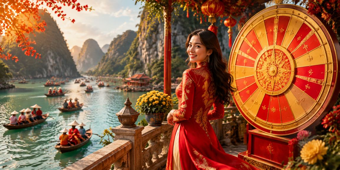 Khung cảnh thiên nhiên Ninh Bình với hoạt động bốc thăm may mắn ngoài trời